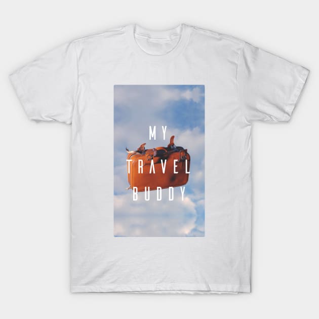 My Travel Buddy w/ Brown Bag Flying in the Sky) T-Shirt by Freid